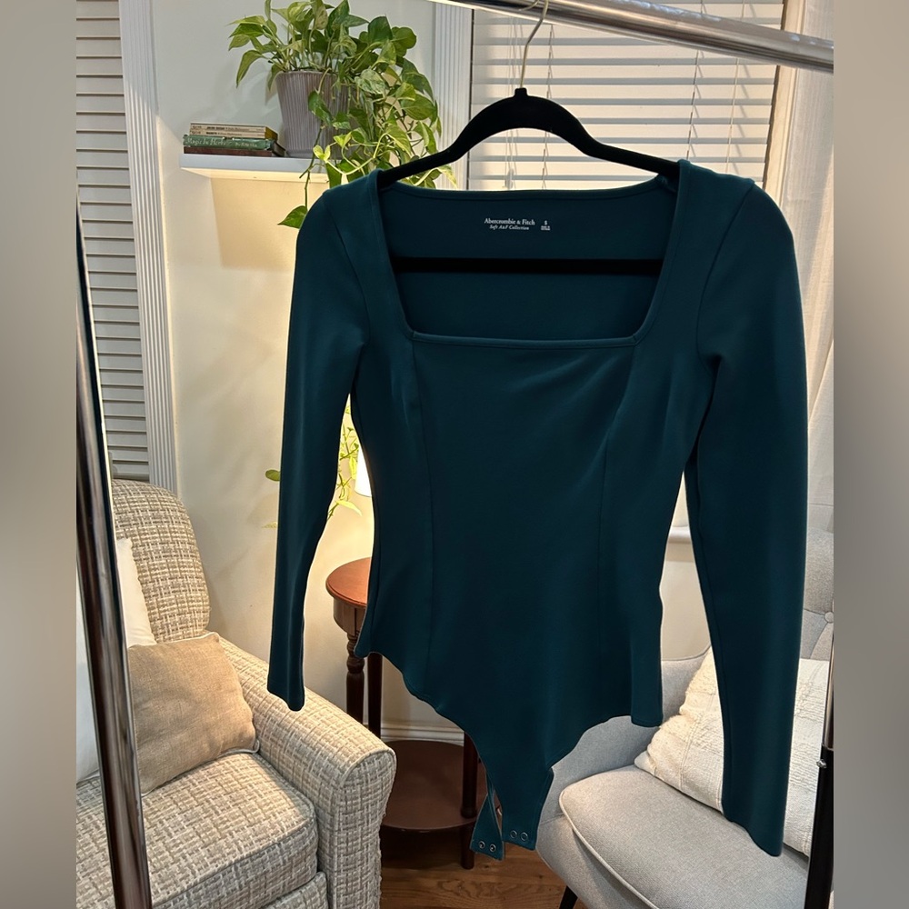 Abercrombie Long-Sleeve Squareneck Corset Bodysuit